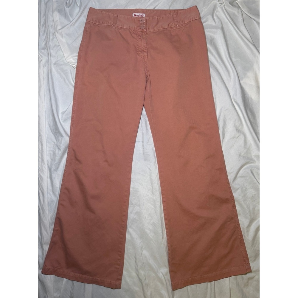 Surplus5 Wide Leg Flare Pants Womens Medium Pink Y2K Cotton Streetwear 0233